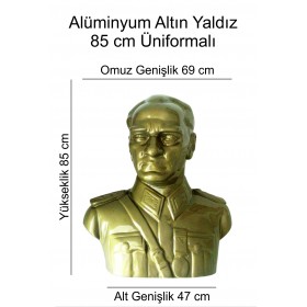 Atatürk Büstü Mareşal Üniformalı 85 cm Alüminyum