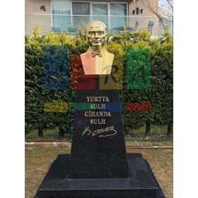 Atatürk Büstü Pirinç Mermer Siyah Granit Kaide